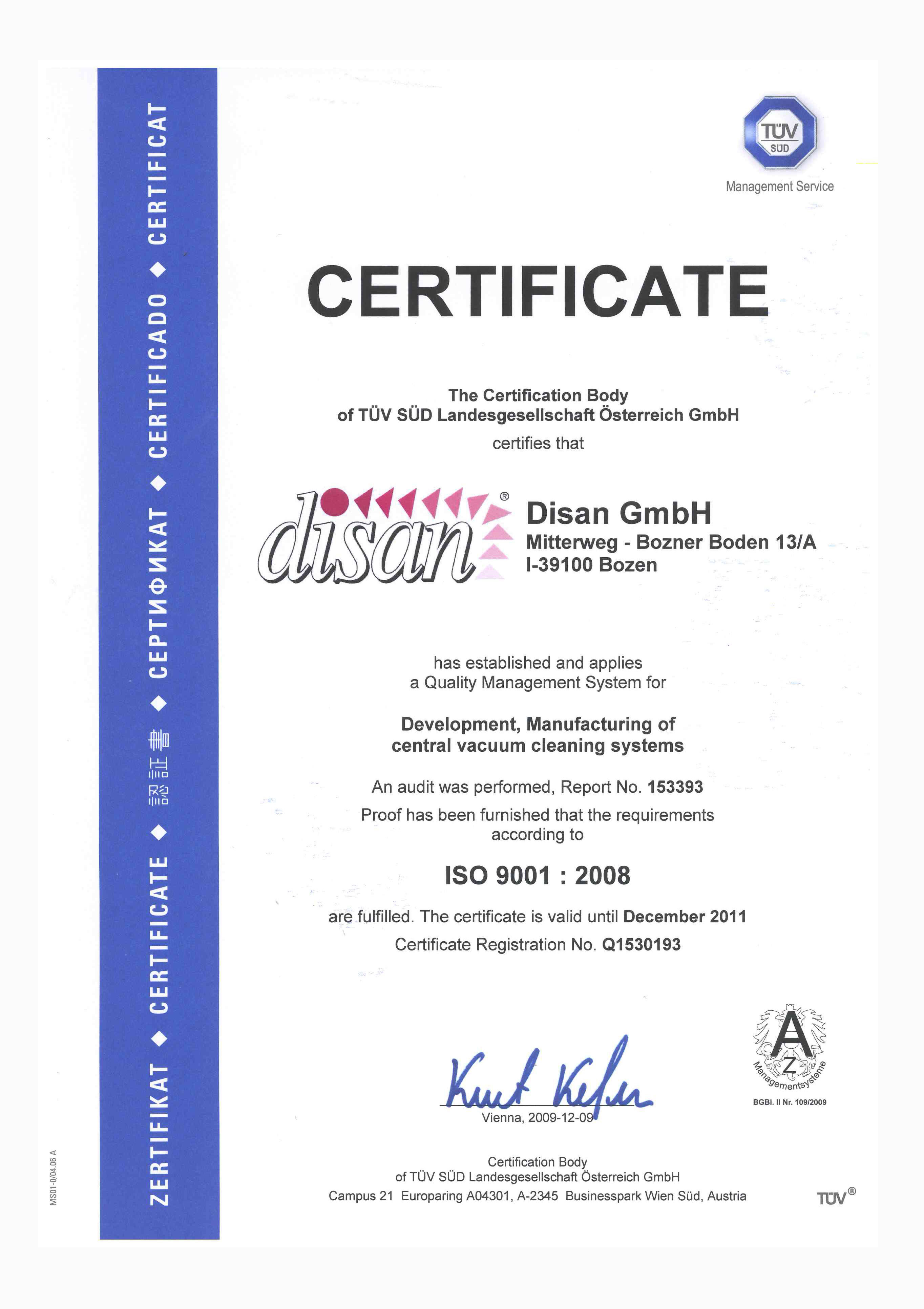 Certification ISO 9001/2008